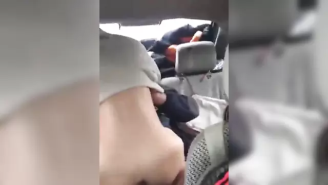 Guy right in the car had sex with a Kazakh slut